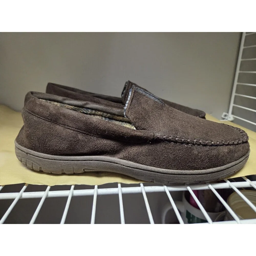 HeatKeep Men’s Memory Foam Moccasin Slippers L 9.5 - 10.5 Indoor Outdoor Slip-On